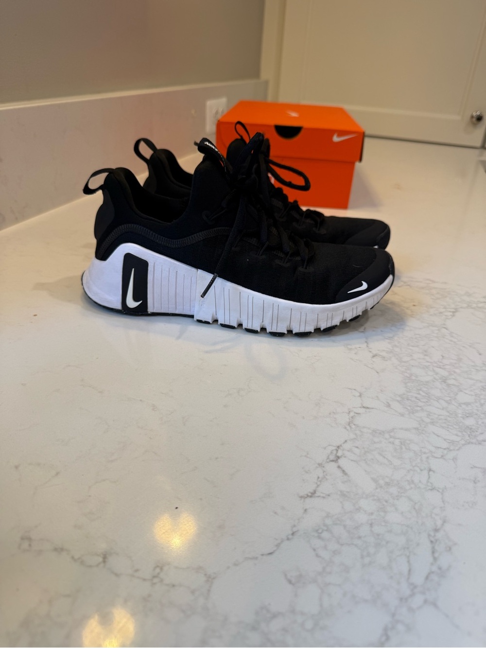 Nike Black and White Flex Run Athletic Sneakers - Picture 3 of 7